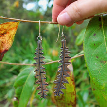 Load image into Gallery viewer, Banksia Baxteri Leaf Earrings for size comparison