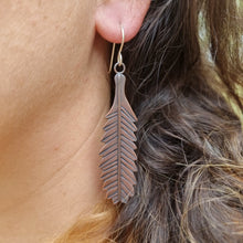 Load image into Gallery viewer, Banksia Serrata Leaf Earrings Modelled by Jemica close up