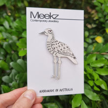 Load image into Gallery viewer, Bush Stone-Curlew Brooch on Packaging Card