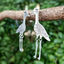 Load image into Gallery viewer, Bush Stone-Curlew Studs sitting in a branch side view