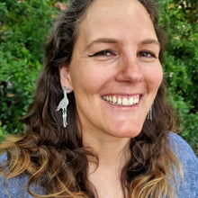 Load image into Gallery viewer, Bush Stone-Curlew Studs Modelled by Jemica Side View