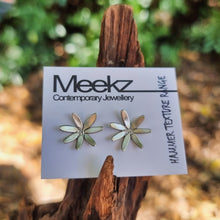 Load image into Gallery viewer, Flannel Flower Studs on packaging card sitting on a branch