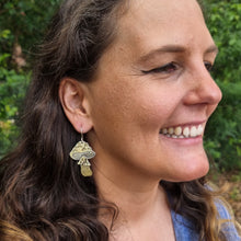 Load image into Gallery viewer, Fly Agaric Toadstool Mushroom Drop Earrings Modelled by Jemica Side View