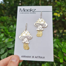 Load image into Gallery viewer, Fly Agaric Toadstool Mushroom Drop Earrings on Packaging Card
