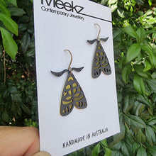 Load image into Gallery viewer, Lydia Lichen Moth Drop Earrings Left Side View