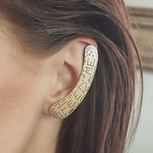 Load image into Gallery viewer, FEED ME ear cuff modelled by Sheridan Eveline close up