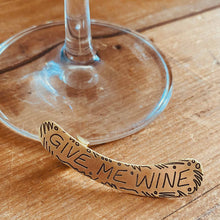 Load image into Gallery viewer, GIVE ME WINE ear cuff close up with a wine glass stem