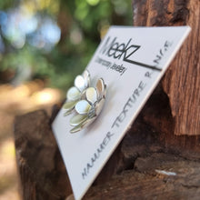 Load image into Gallery viewer, Paper Daisy Studs on packaging card side view