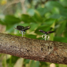 Load image into Gallery viewer, Poppy Stud Earrings side view of butterfly backings