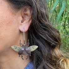 Load image into Gallery viewer, Rhinoceros Beetle Drop Earrings