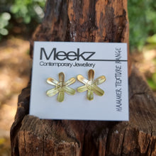 Load image into Gallery viewer, Spider Lily Studs packaged on card sitting on a stump