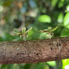 Load image into Gallery viewer, Spider Lily Studs sitting on a branch side view of butterfly backings