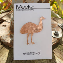 Load image into Gallery viewer, Copper Emu Brooch on packaging card