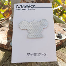 Load image into Gallery viewer, Aluminium Koala Brooch on packaging front view