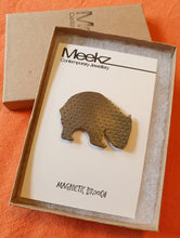 Load image into Gallery viewer, Copper wombat brooch on packaging in the gift box