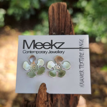 Load image into Gallery viewer, Geraldton Waxflower Studs on packaging card sitting on a branch