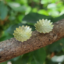 Load image into Gallery viewer, Sunflower Studs sitting on a branch