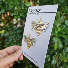 Load image into Gallery viewer, Riveted Bee Earrings Side View