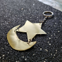 Load image into Gallery viewer, Brass star and moon key chain workshop example