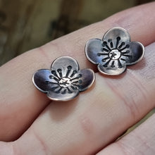 Load image into Gallery viewer, Poppy Stud Earrings on hand modelled