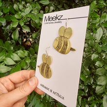 Load image into Gallery viewer, Cartoon Bee Drop Earrings on Card Side View