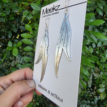 Load image into Gallery viewer, Eucalyptus Leaf w Dots Earrings Side View