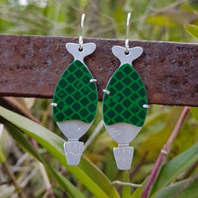 Load image into Gallery viewer, Sushi Soy Fish Drop Earrings - Highway Street Sign Green Option
