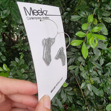 Load image into Gallery viewer, Grey Hound Dog Head Hoop Earrings Left Side View