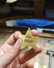 Load image into Gallery viewer, Gold Star - You Tried Hoop Earrings