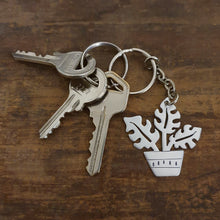 Load image into Gallery viewer, Plant Keychain - Potted Monstera on Keys

