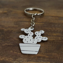 Load image into Gallery viewer, Plant Keychain - Potted Prickly Pear Cactus