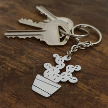 Load image into Gallery viewer, Plant Keychain - Potted Prickly Pear Cactus on Keys