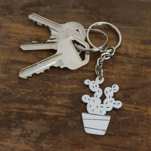 Load image into Gallery viewer, Plant Keychain - Potted Prickly Pear Cactus on Keys