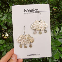Load image into Gallery viewer, Rain Cloud Hoop Earrings on Card