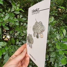Load image into Gallery viewer, Rain Cloud Hoop Earrings on Card Side View