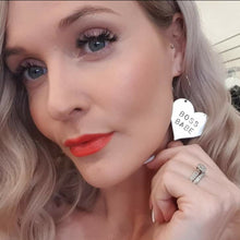 Load image into Gallery viewer, Heart Hoop Earrings - Boss Babe Modelled