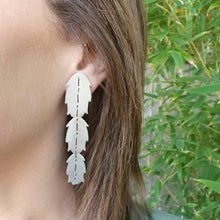 Load image into Gallery viewer, Christmas Cactus Studs modelled close up