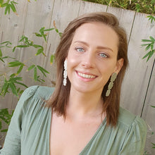 Load image into Gallery viewer, Christmas Cactus Studs modelled front on