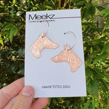 Load image into Gallery viewer, Doberman Head Drop Earrings sitting on packaging card