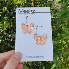 Load image into Gallery viewer, French Bulldog Head Copper Hoop Earrings on packaging card