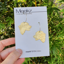 Load image into Gallery viewer, Labrador Head Brass Hoop Earrings on packaging card