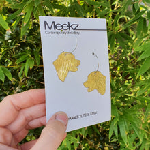 Load image into Gallery viewer, Labrador Head Brass Hoop Earrings on Packaging Card Left Side View