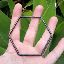 Load image into Gallery viewer, Hexagon Copper Line Texture with Patina Bangle