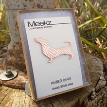 Load image into Gallery viewer, Brooch - Dogs - Dachshund Copper Dots on Card in Boxed Packaging