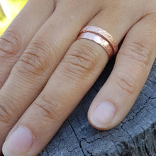 Load image into Gallery viewer, Copper Tube Rings - 2mm and 5mm widths on hand model