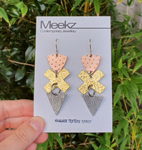 Load image into Gallery viewer, 3 Tier Geometric Drop Earrings - Triangle X Triangle
