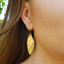 Load image into Gallery viewer, Double Drop Leaf Earrings - Copper Multi Pineapples and Brass Modelled by Michaela