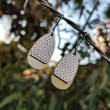 Load image into Gallery viewer, double drop earrings egg - aluminium dots and brass