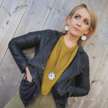 Load image into Gallery viewer, Hoop Earrings - Daisy modelled with matching necklace