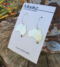 Load image into Gallery viewer, Australiana - Australia Map Hoop Earrings on card side view